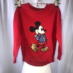 Red Mickey Mouse Kids Sequin Sweater